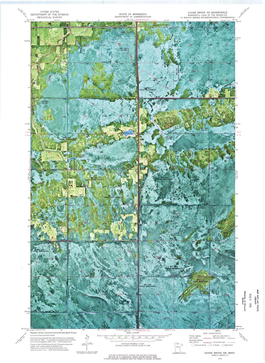 Classic USGS Chase Brook NE Minnesota 7.5'x7.5' Topo Map Image