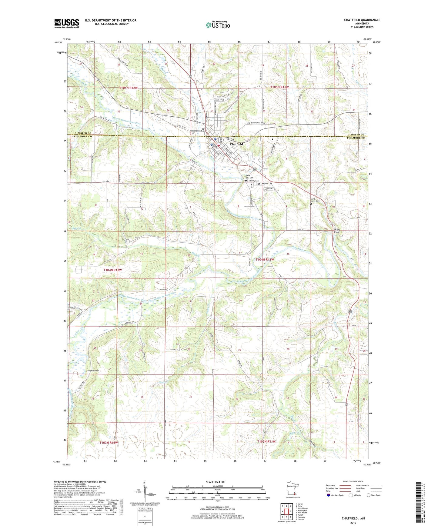 Chatfield Minnesota US Topo Map Image