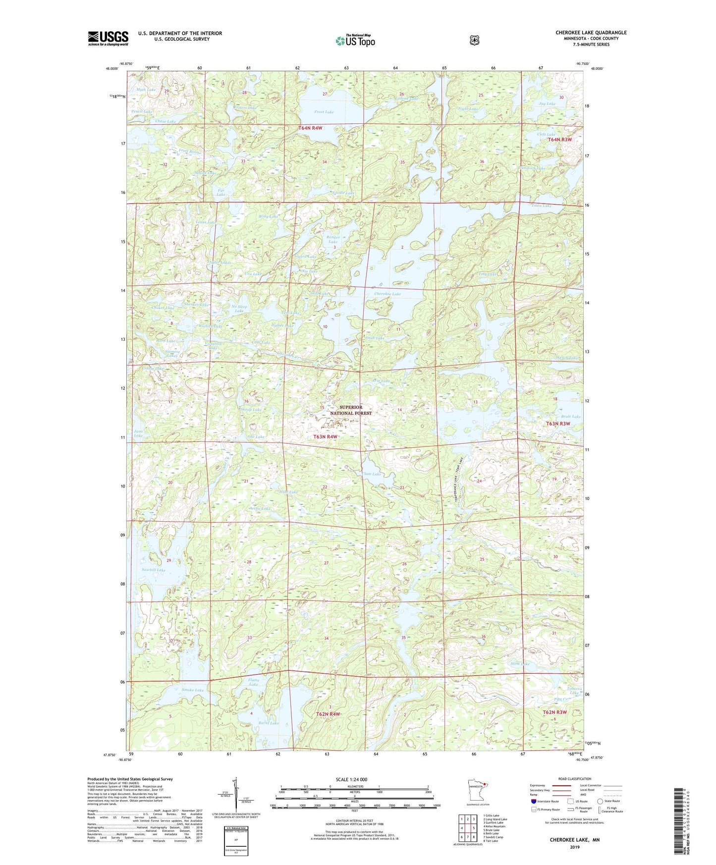 Cherokee Lake Minnesota US Topo Map Image