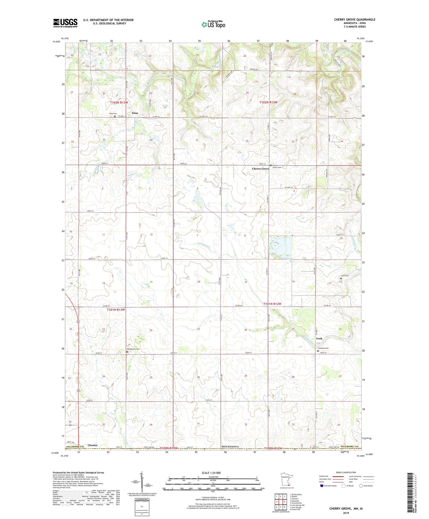 Cherry Grove Minnesota US Topo Map Image