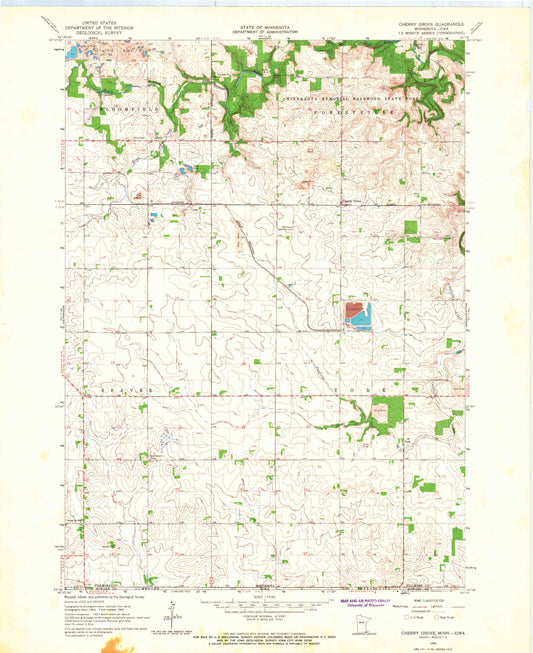 Classic USGS Cherry Grove Minnesota 7.5'x7.5' Topo Map Image