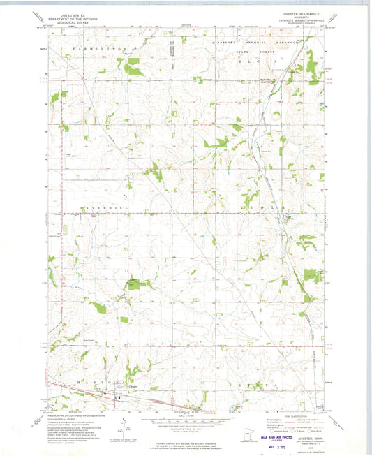 Classic USGS Chester Minnesota 7.5'x7.5' Topo Map Image