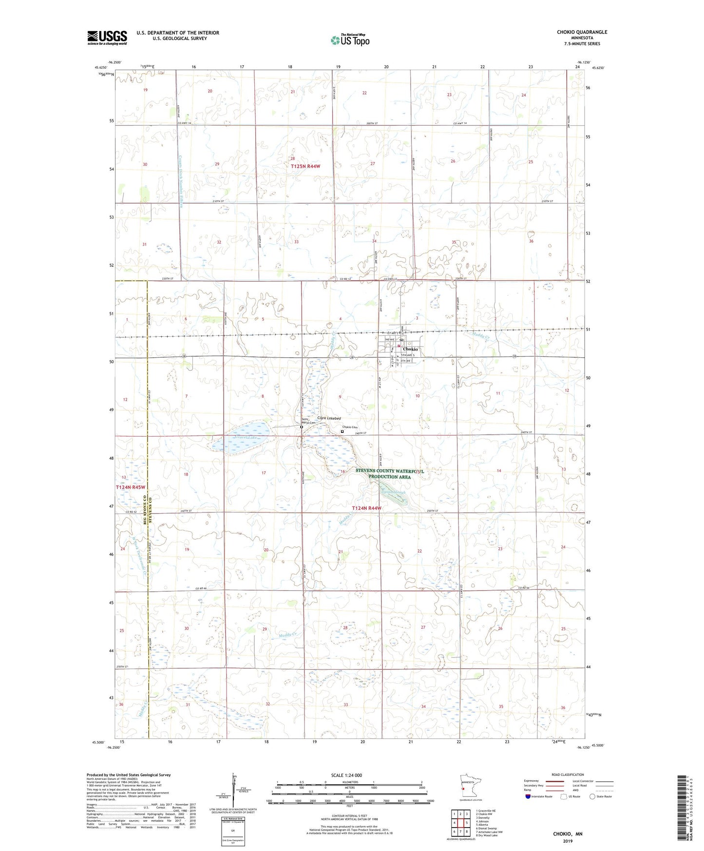 Chokio Minnesota US Topo Map Image