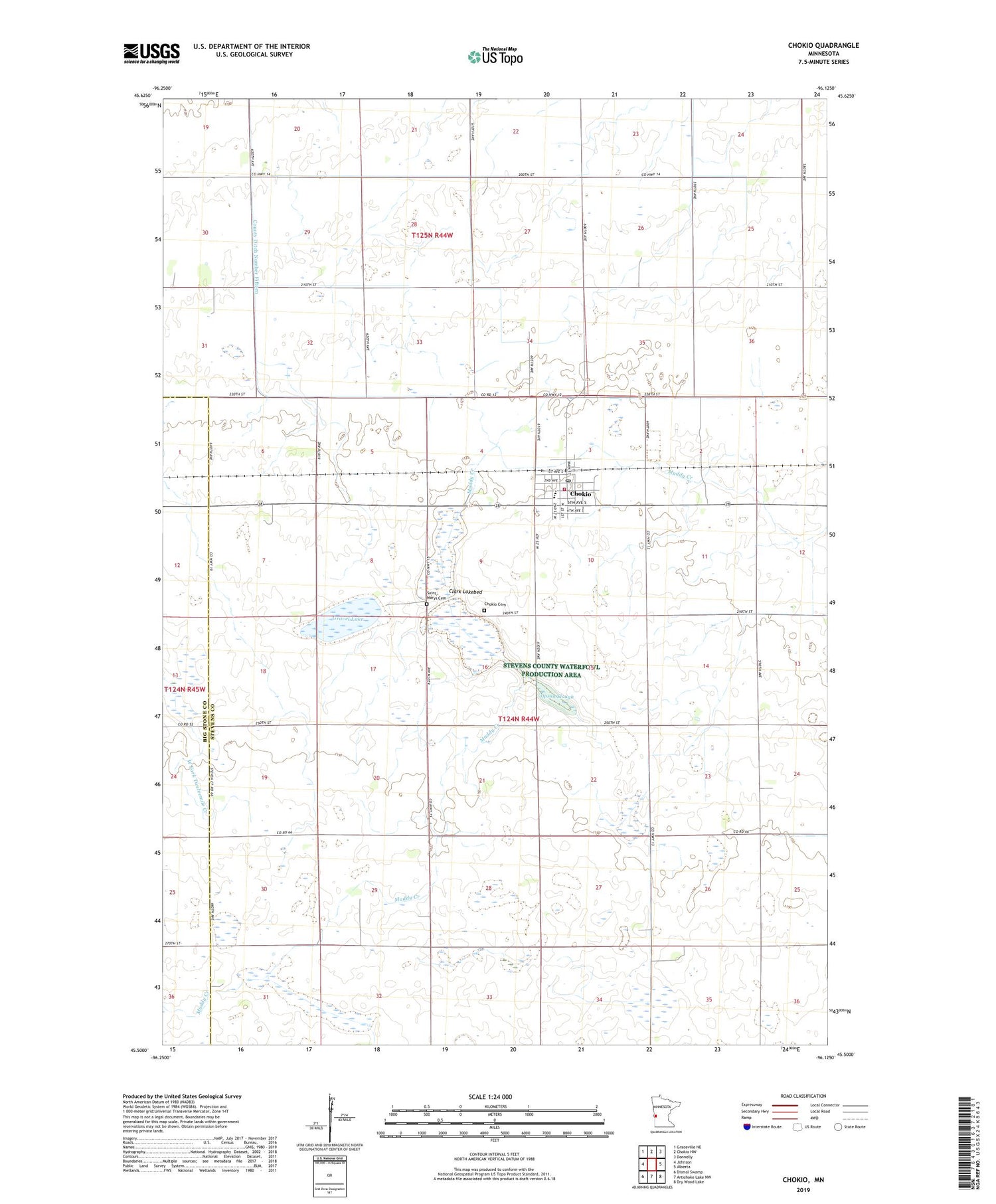 Chokio Minnesota US Topo Map Image