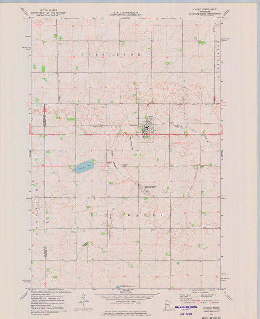 Classic USGS Chokio Minnesota 7.5'x7.5' Topo Map Image