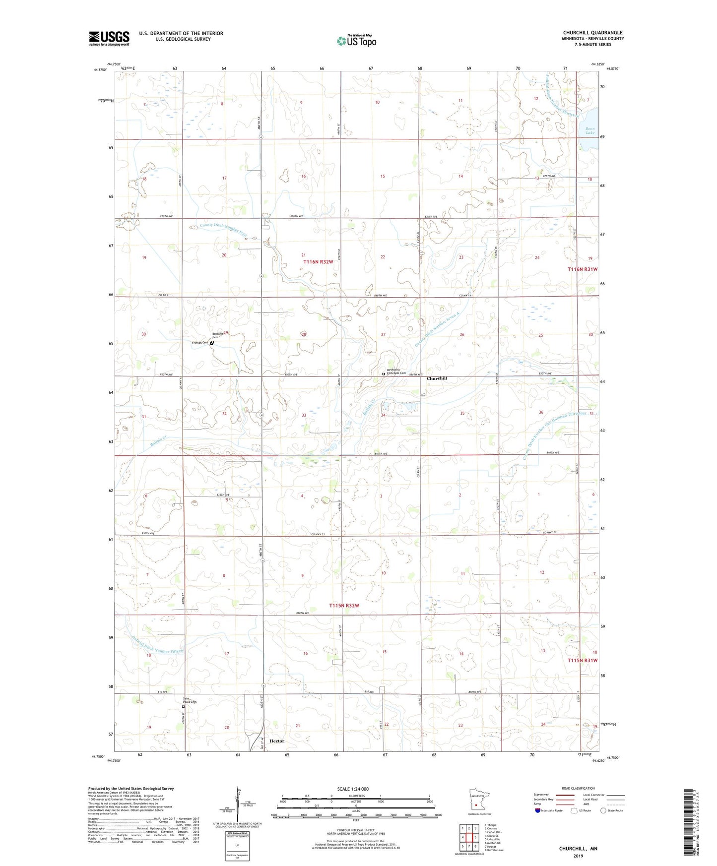 Churchill Minnesota US Topo Map Image