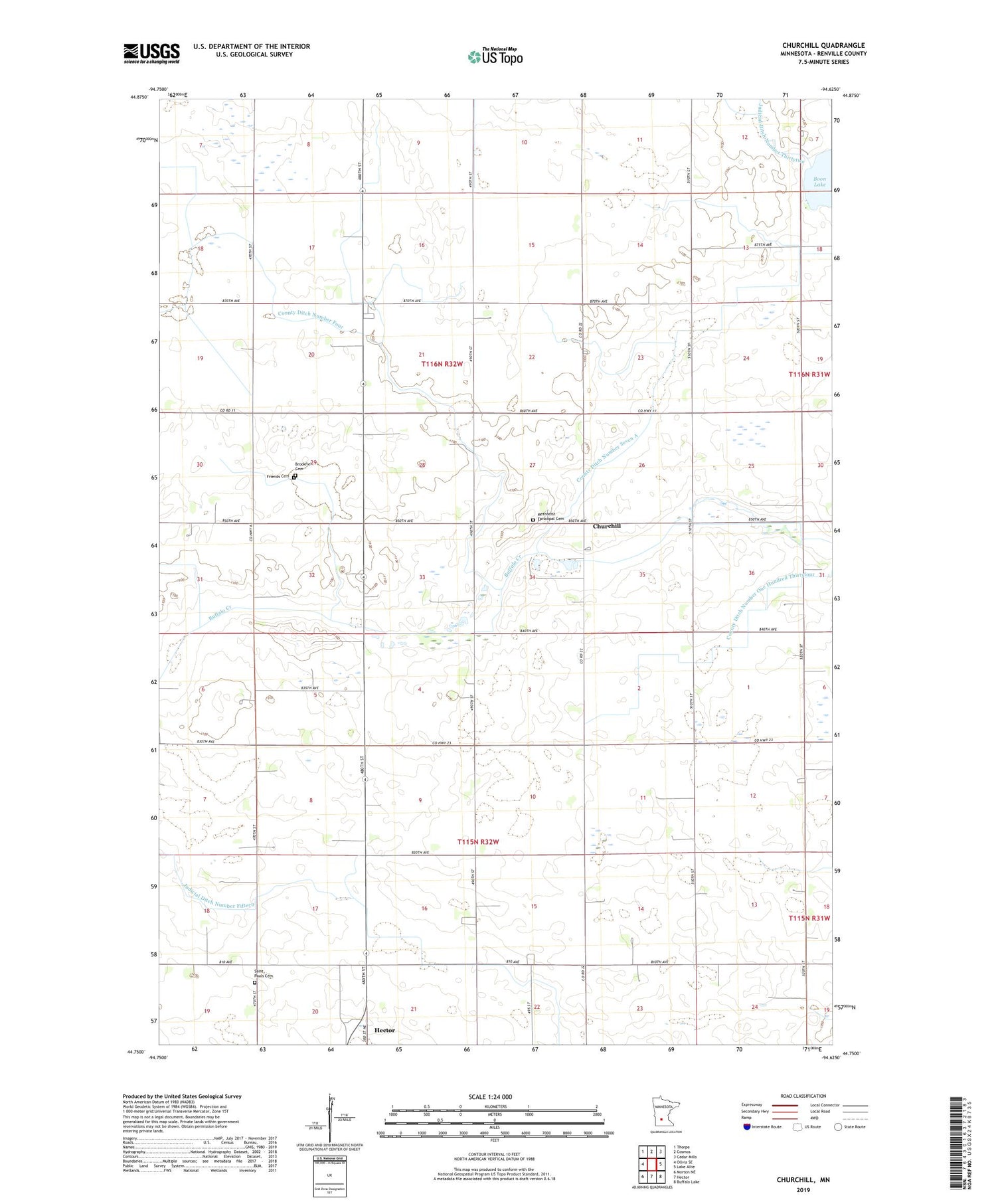Churchill Minnesota US Topo Map Image