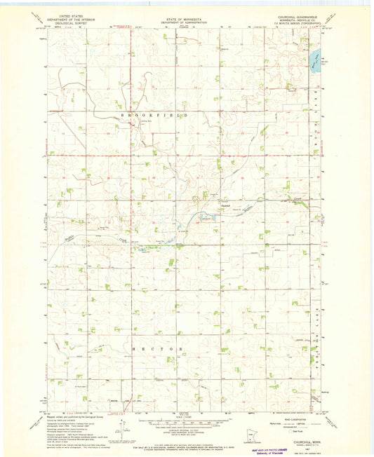 Classic USGS Churchill Minnesota 7.5'x7.5' Topo Map Image