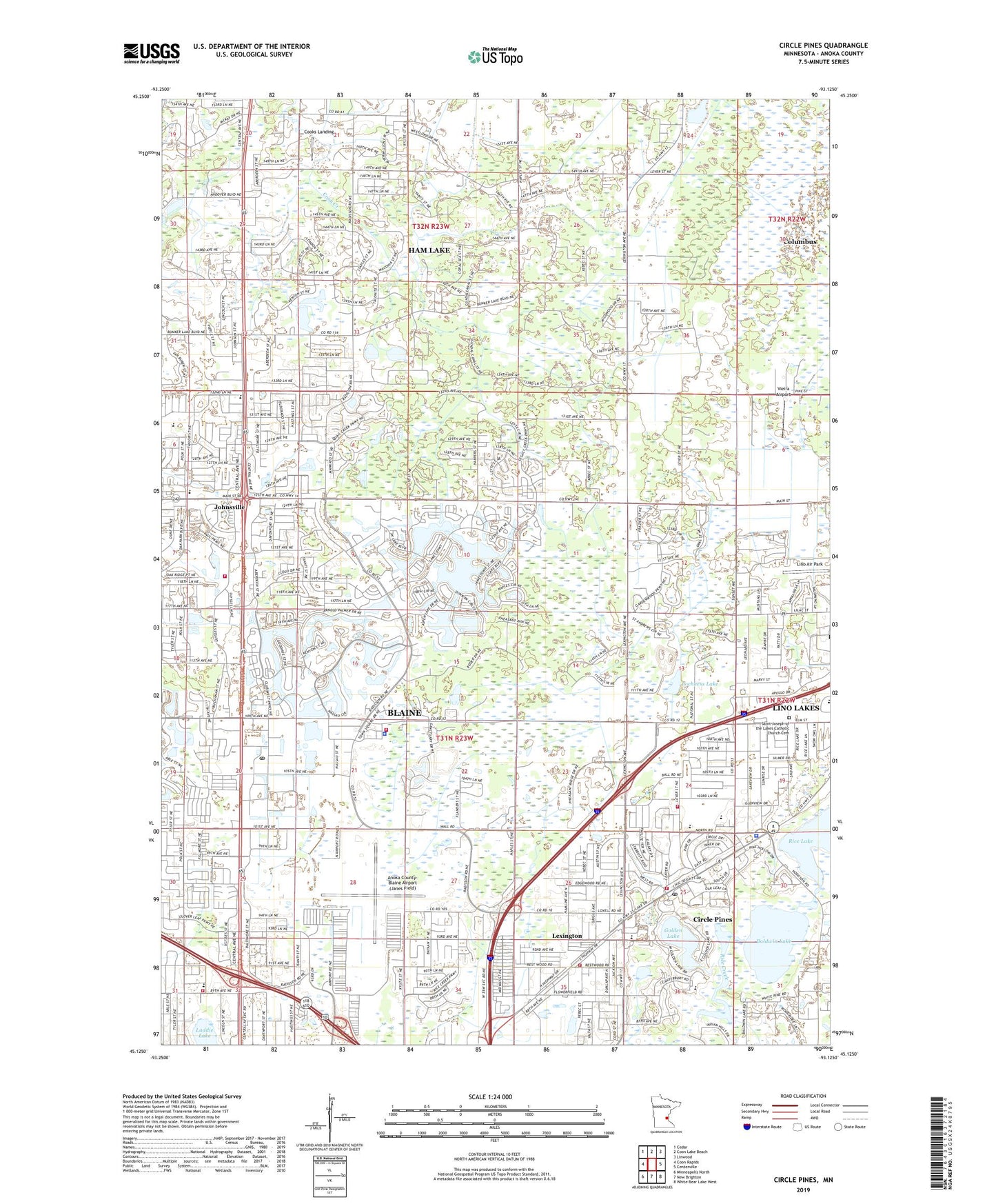 Circle Pines Minnesota US Topo Map Image
