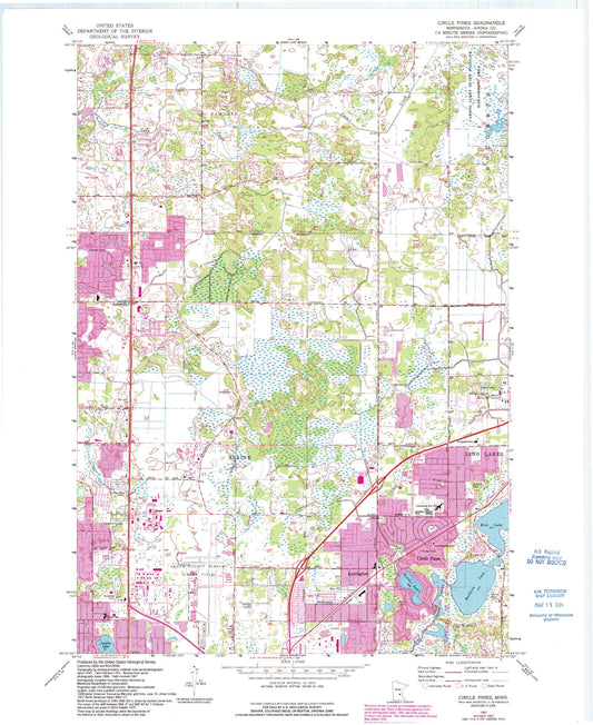 Classic USGS Circle Pines Minnesota 7.5'x7.5' Topo Map Image