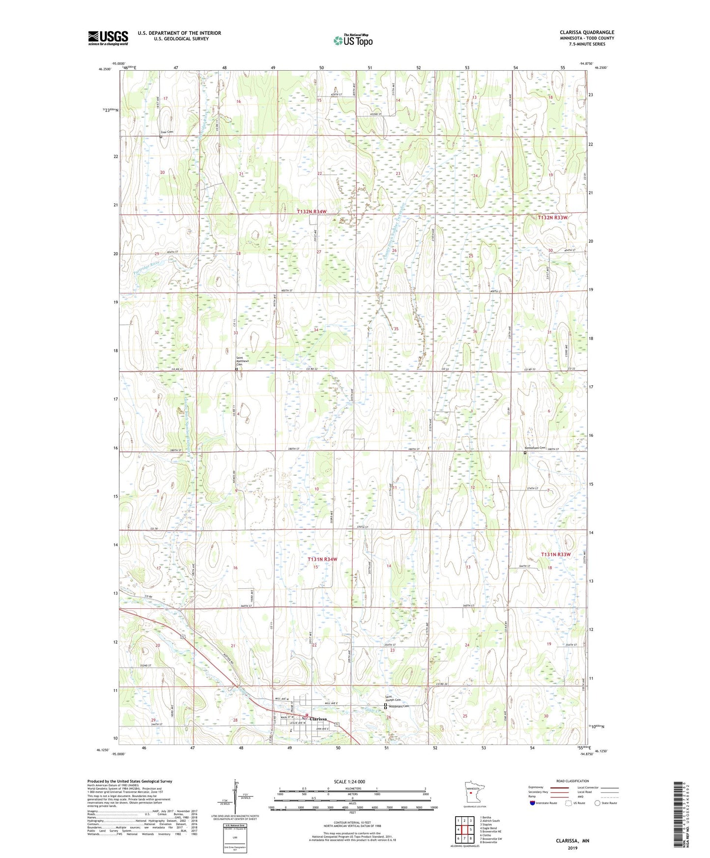 Clarissa Minnesota US Topo Map Image