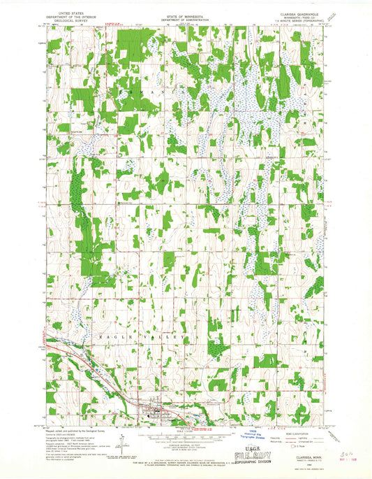 Classic USGS Clarissa Minnesota 7.5'x7.5' Topo Map Image
