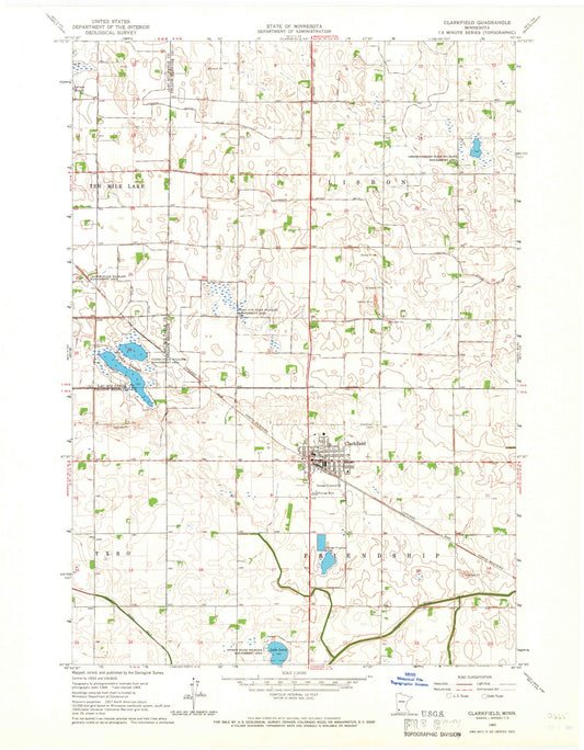 Classic USGS Clarkfield Minnesota 7.5'x7.5' Topo Map Image