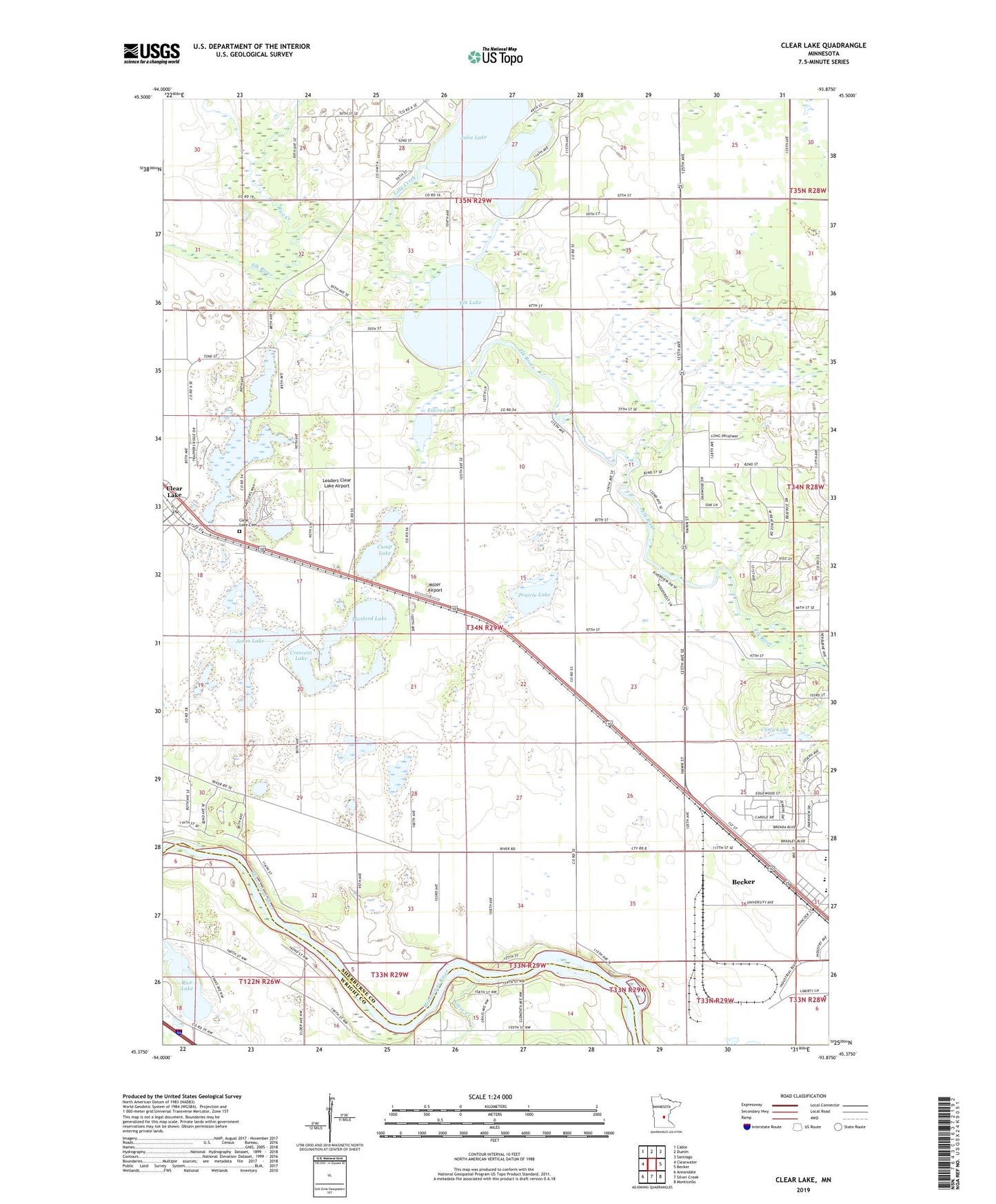 Clear Lake Minnesota US Topo Map Image