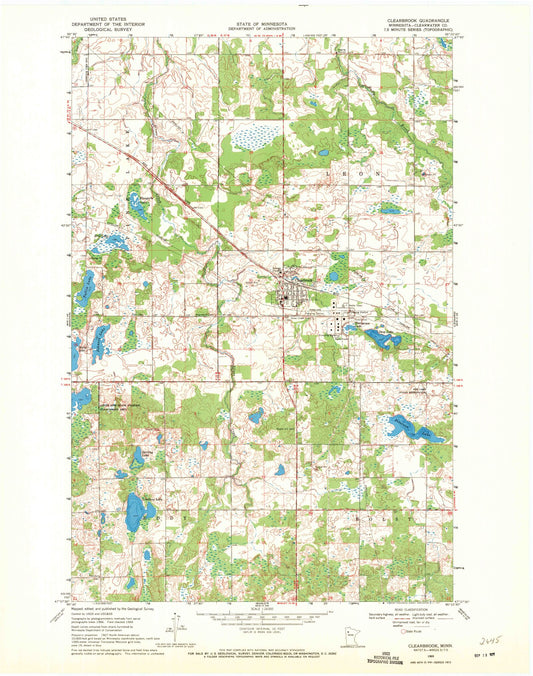 Classic USGS Clearbrook Minnesota 7.5'x7.5' Topo Map Image