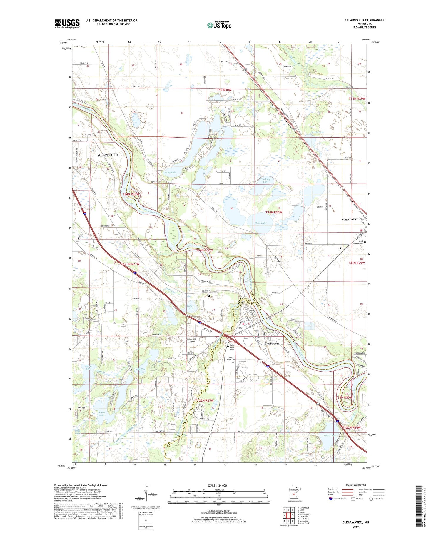 Clearwater Minnesota US Topo Map Image