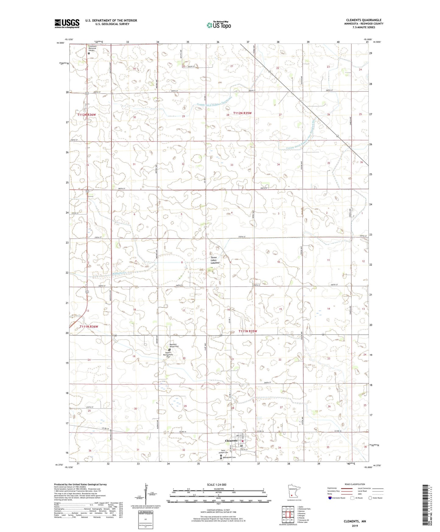 Clements Minnesota US Topo Map Image
