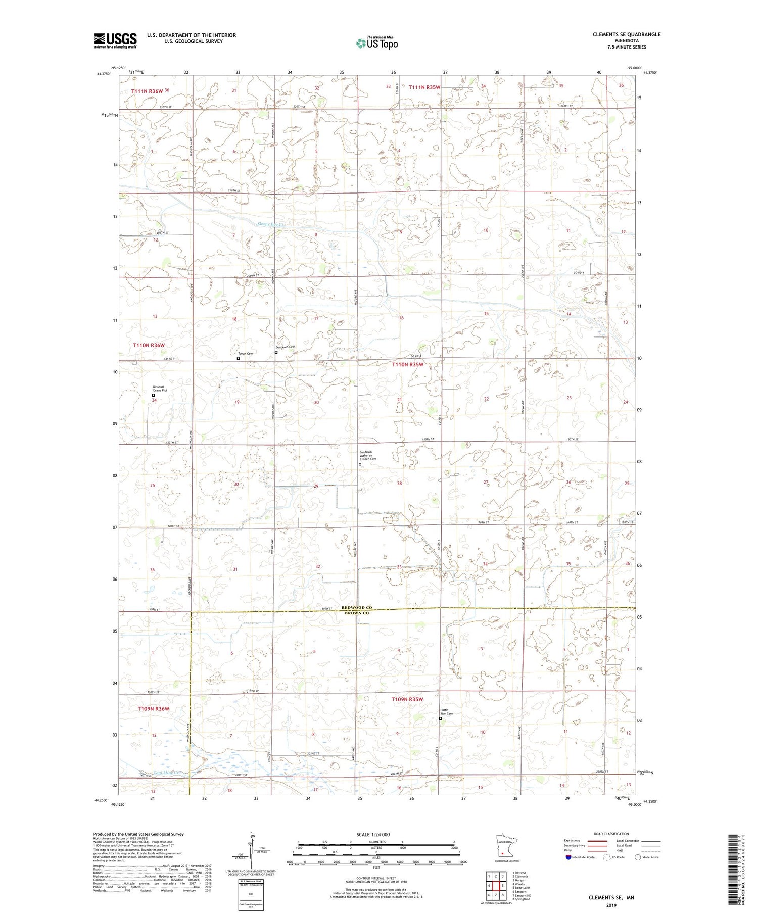 Clements SE Minnesota US Topo Map Image