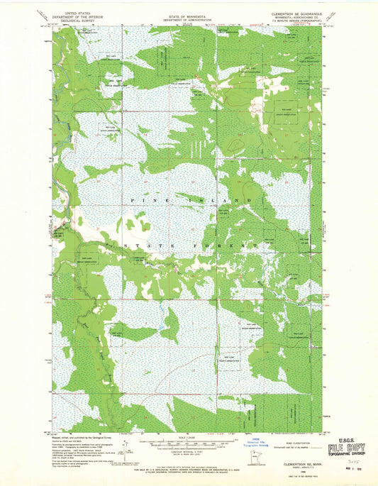 Classic USGS Clementson SE Minnesota 7.5'x7.5' Topo Map Image