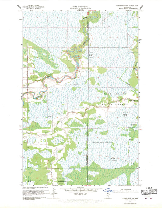 Classic USGS Clementson SW Minnesota 7.5'x7.5' Topo Map Image