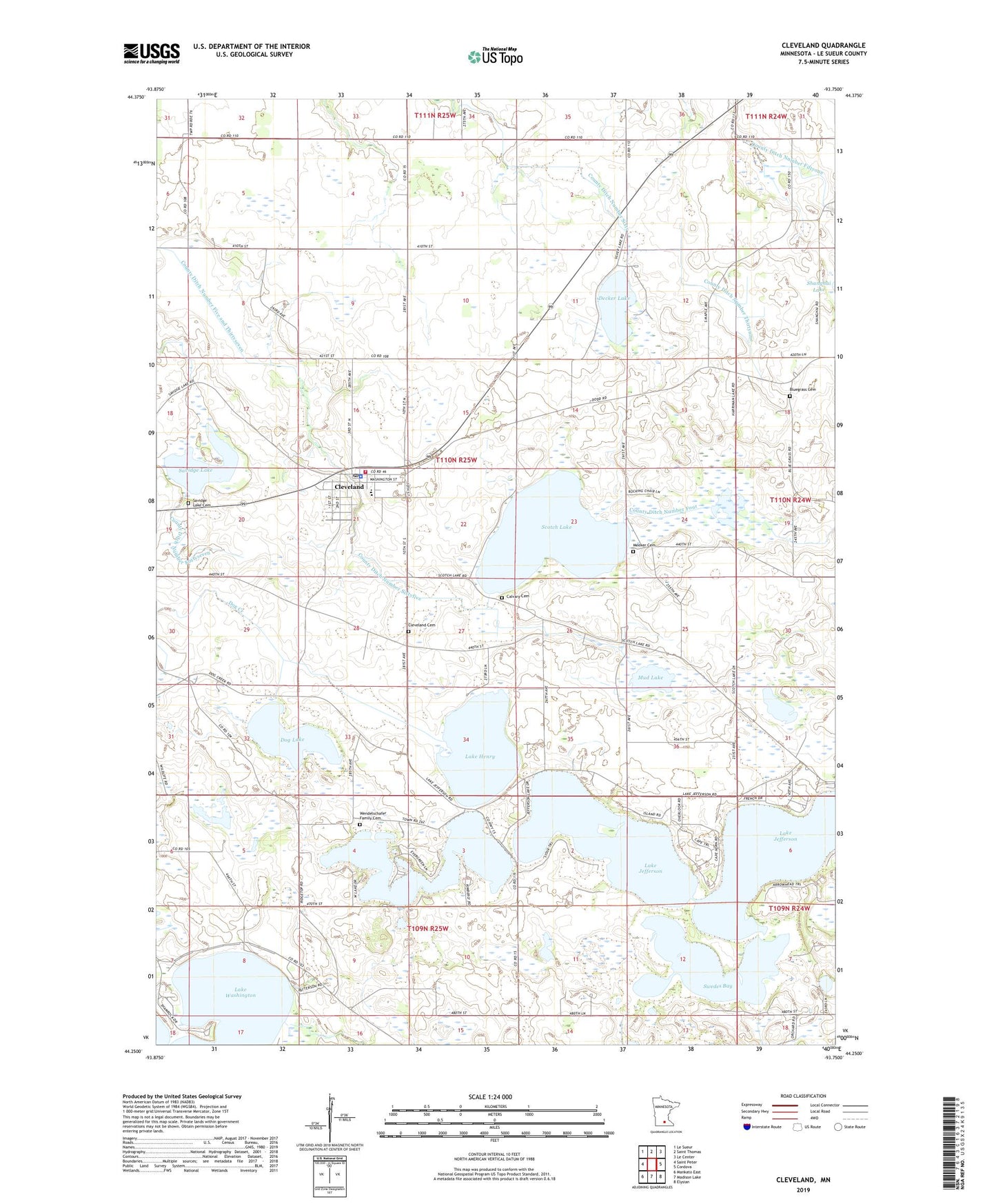 Cleveland Minnesota US Topo Map Image