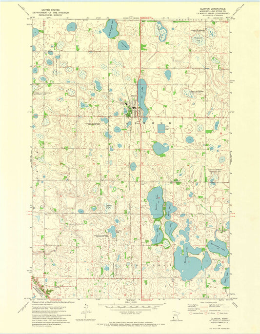 Classic USGS Clinton Minnesota 7.5'x7.5' Topo Map Image