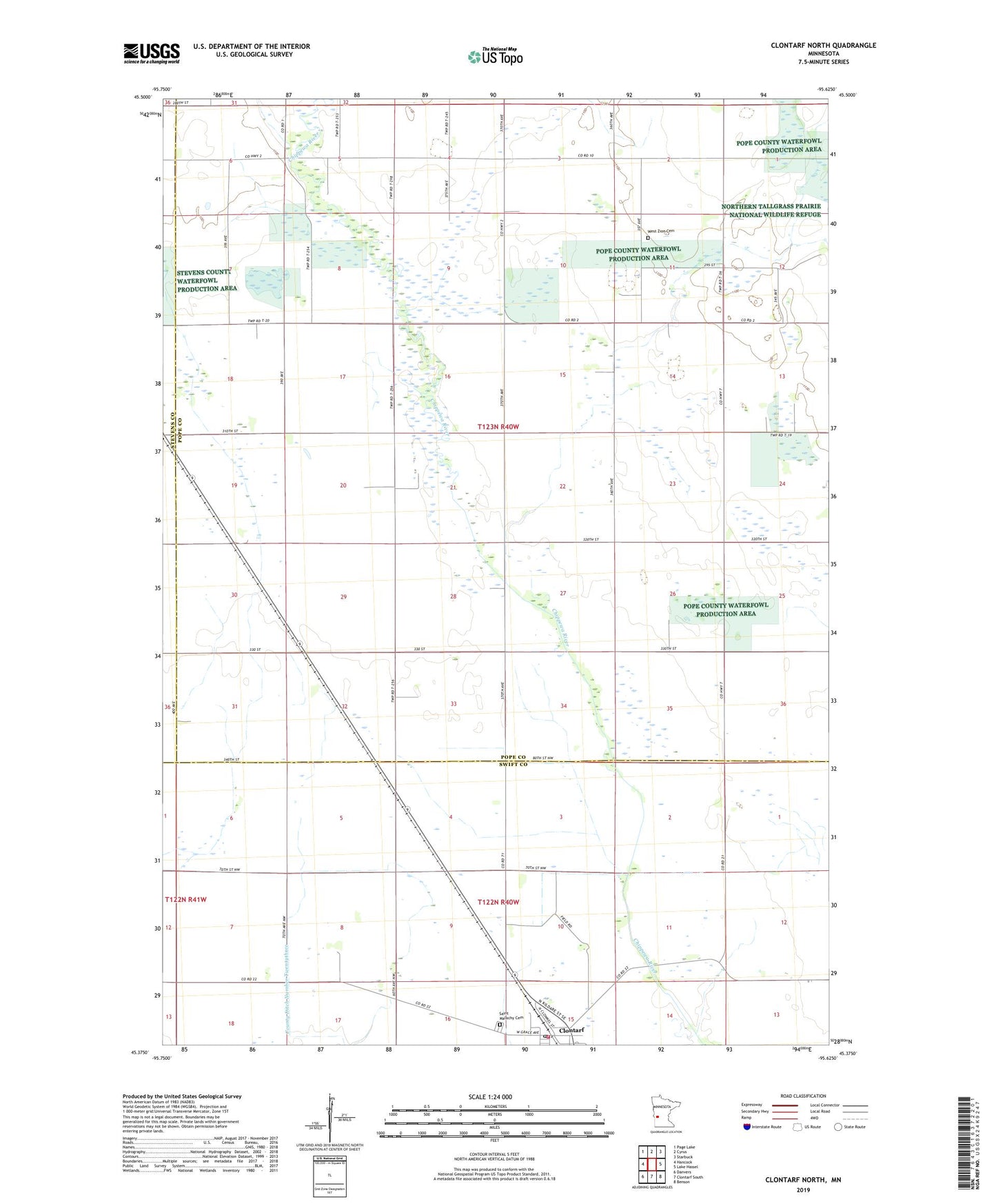 Clontarf North Minnesota US Topo Map Image
