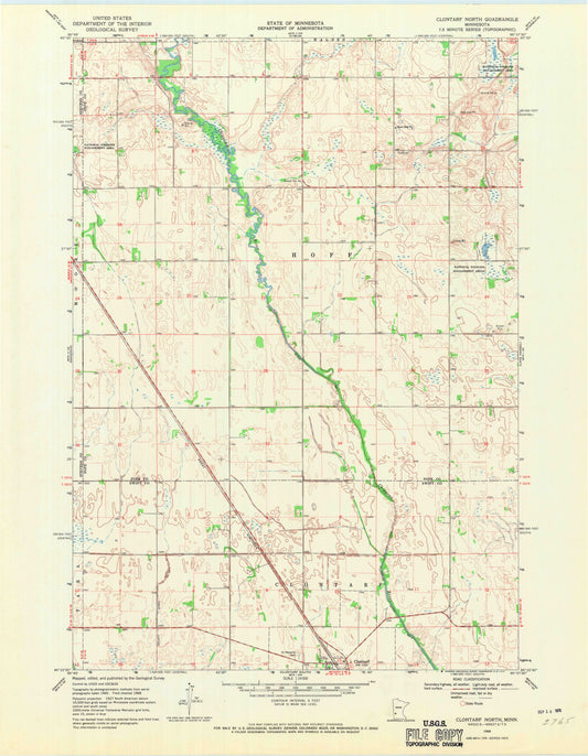 Classic USGS Clontarf North Minnesota 7.5'x7.5' Topo Map Image