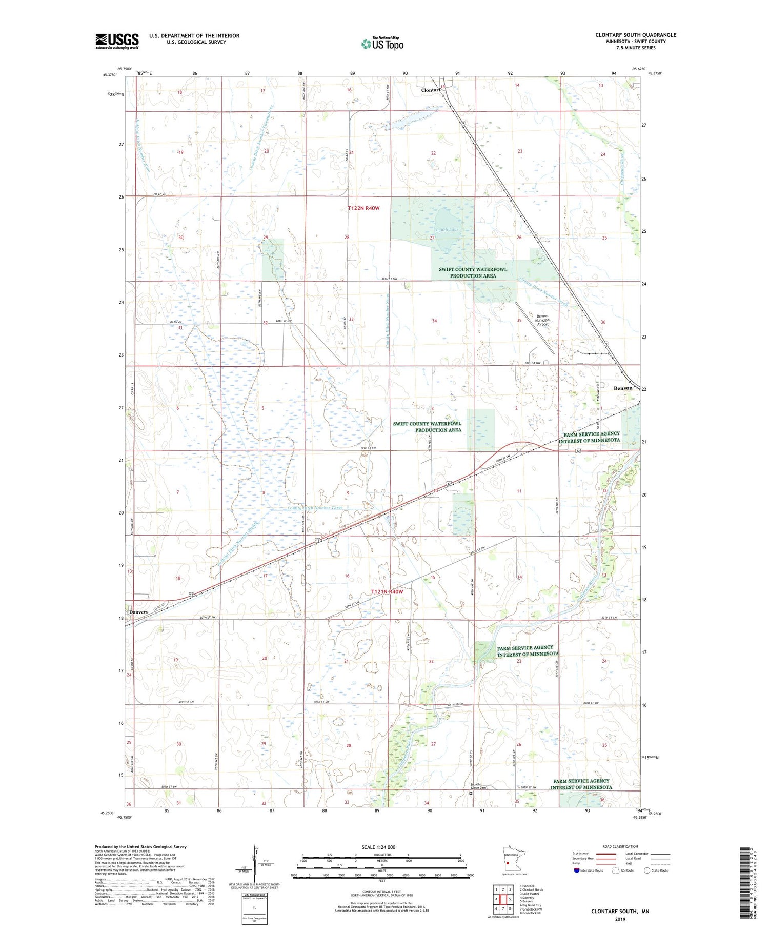 Clontarf South Minnesota US Topo Map Image