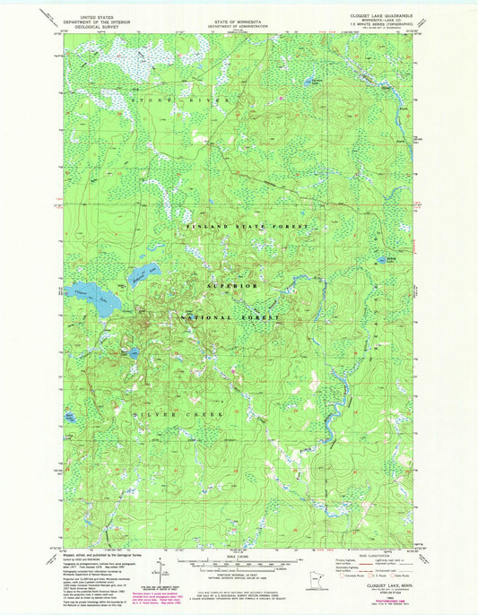 Classic USGS Cloquet Lake Minnesota 7.5'x7.5' Topo Map Image
