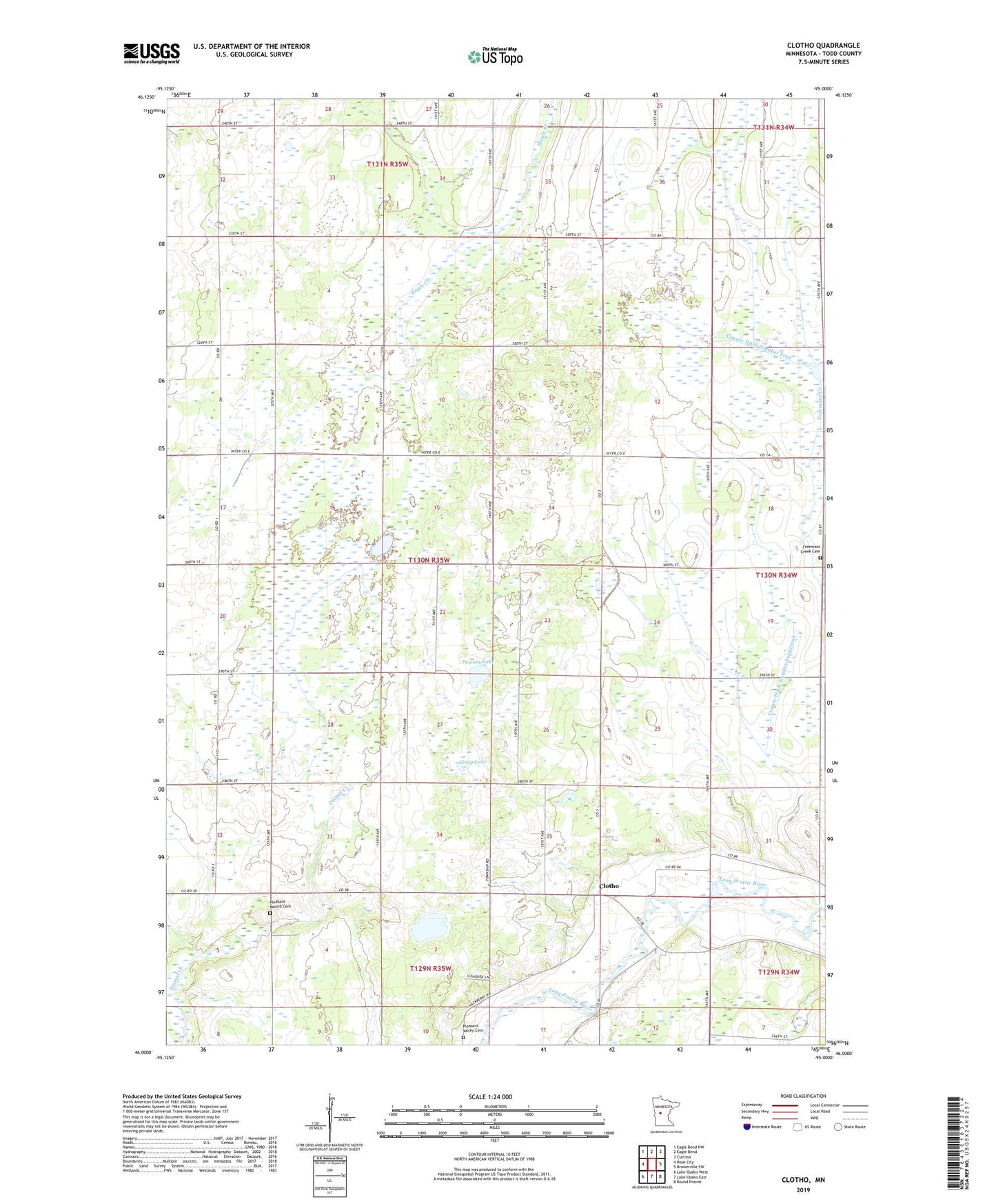 Clotho Minnesota US Topo Map Image