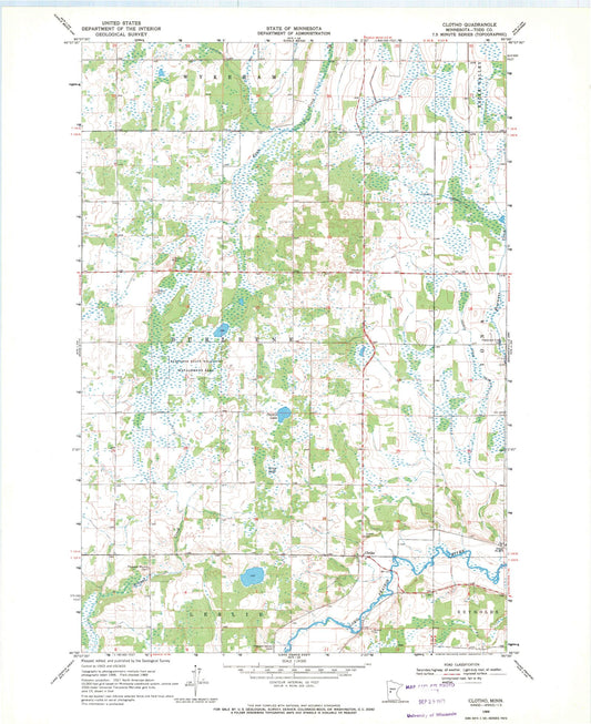 Classic USGS Clotho Minnesota 7.5'x7.5' Topo Map Image