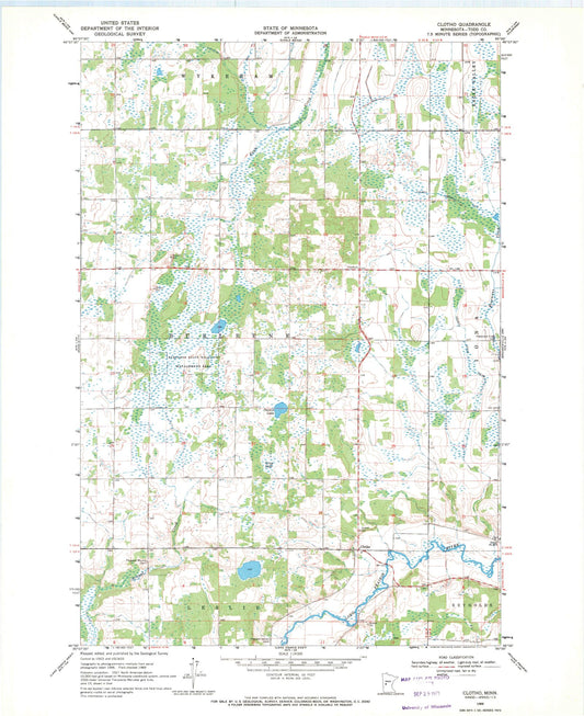Classic USGS Clotho Minnesota 7.5'x7.5' Topo Map Image