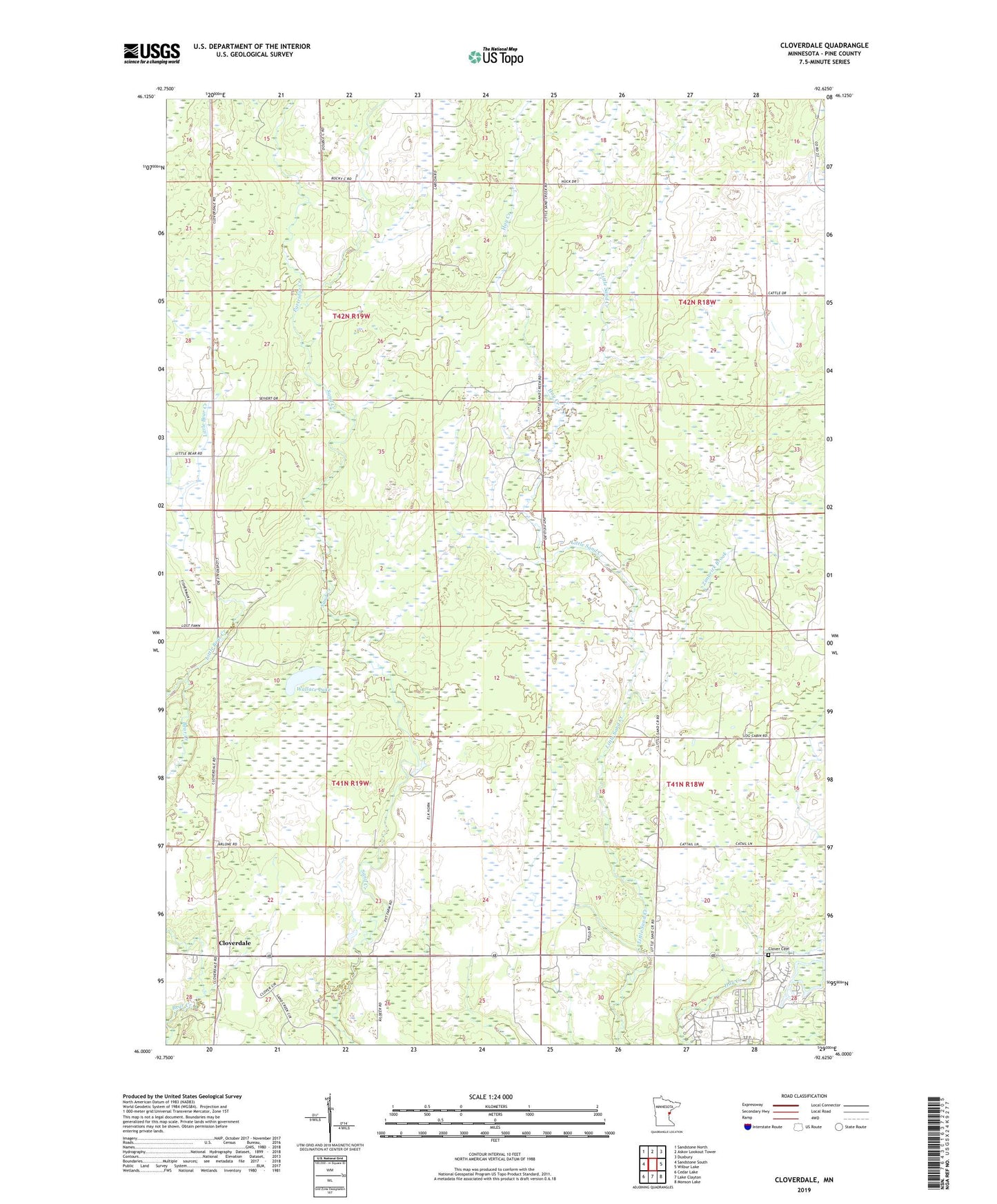 Cloverdale Minnesota US Topo Map Image