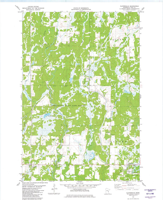 Classic USGS Cloverdale Minnesota 7.5'x7.5' Topo Map Image