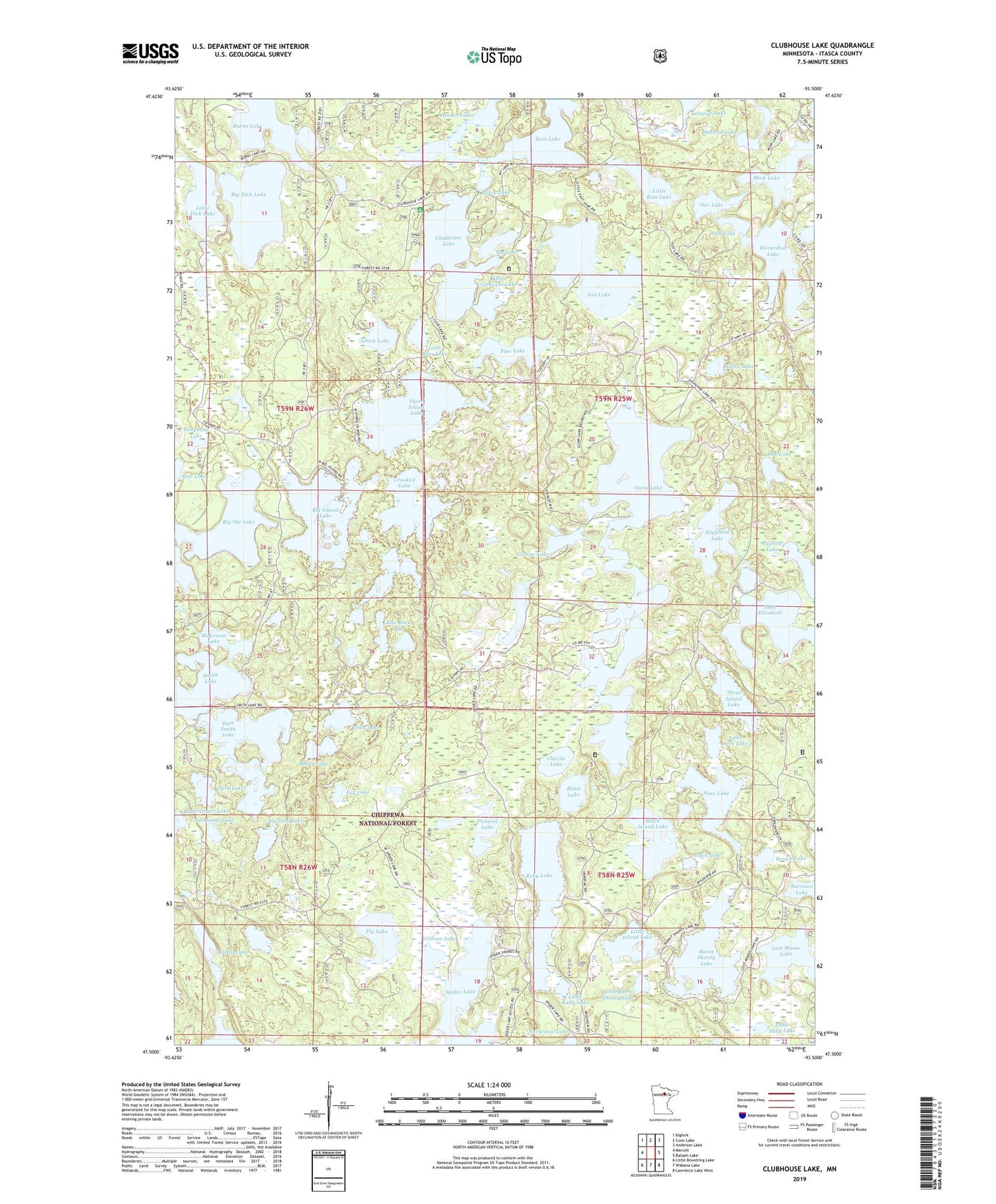 Clubhouse Lake Minnesota US Topo Map Image