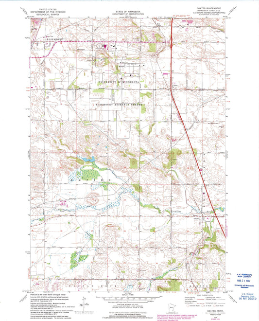 Classic USGS Coates Minnesota 7.5'x7.5' Topo Map Image