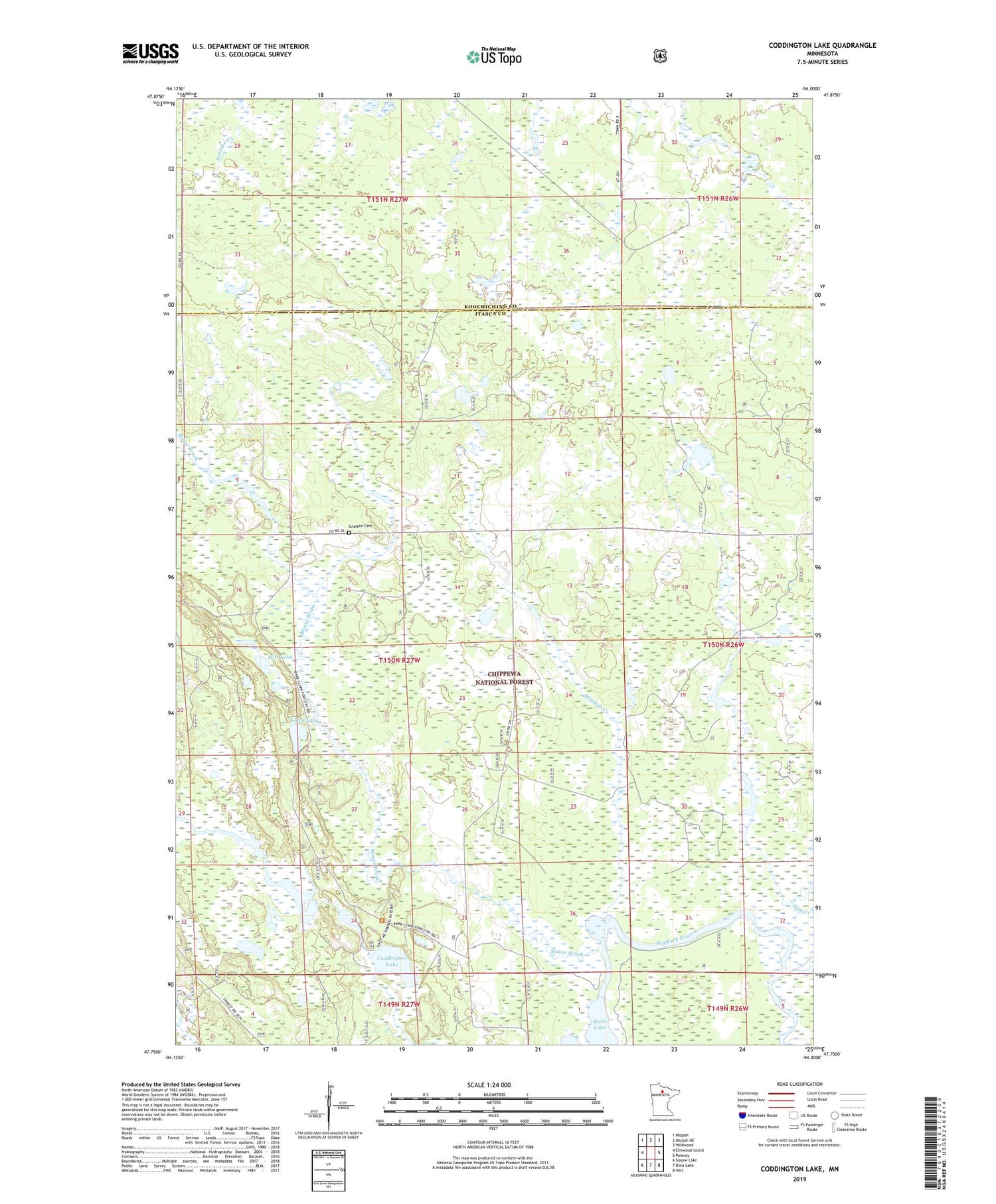 Coddington Lake Minnesota US Topo Map Image