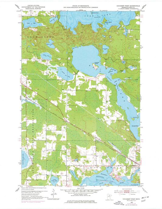 Classic USGS Cohasset West Minnesota 7.5'x7.5' Topo Map Image