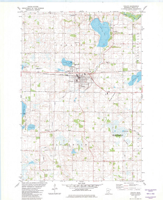 Classic USGS Cokato Minnesota 7.5'x7.5' Topo Map Image