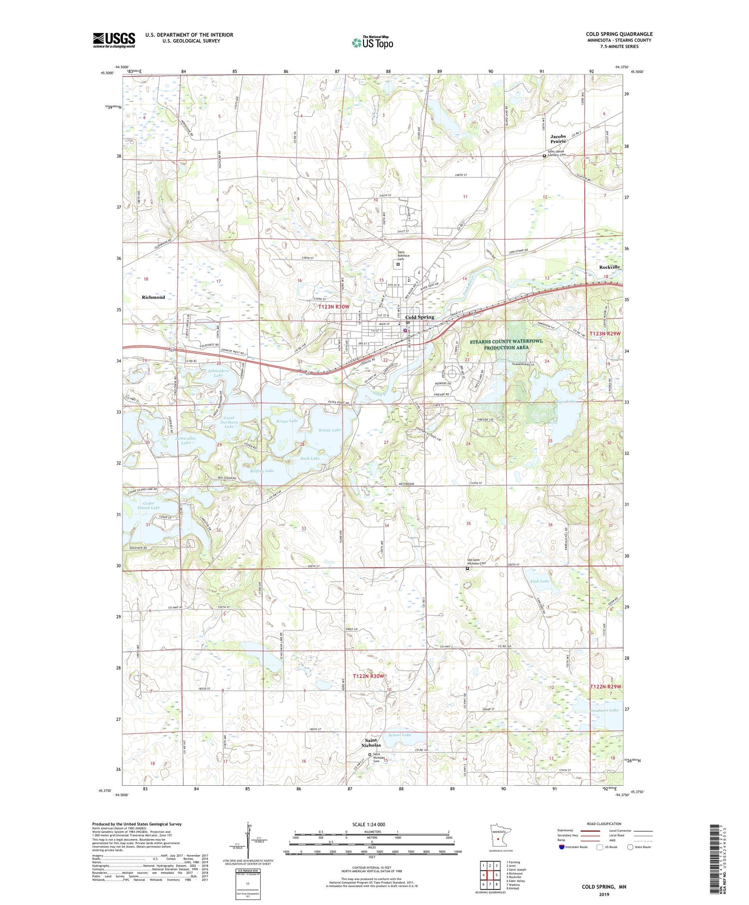 Cold Spring Minnesota US Topo Map Image