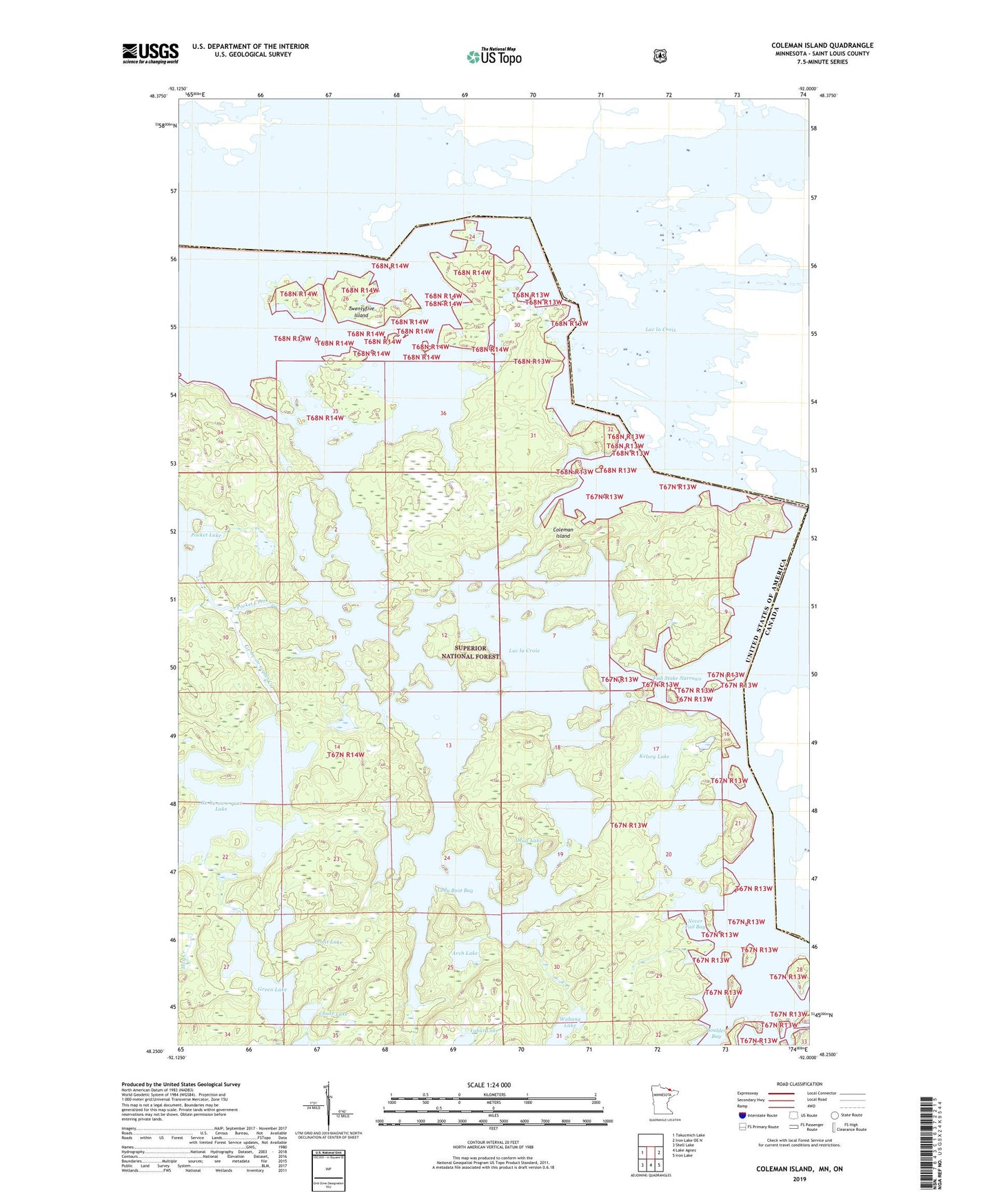 Coleman Island Minnesota US Topo Map Image