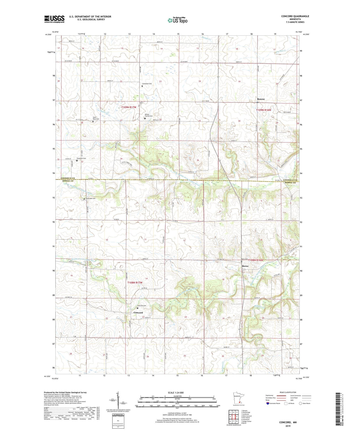 Concord Minnesota US Topo Map Image