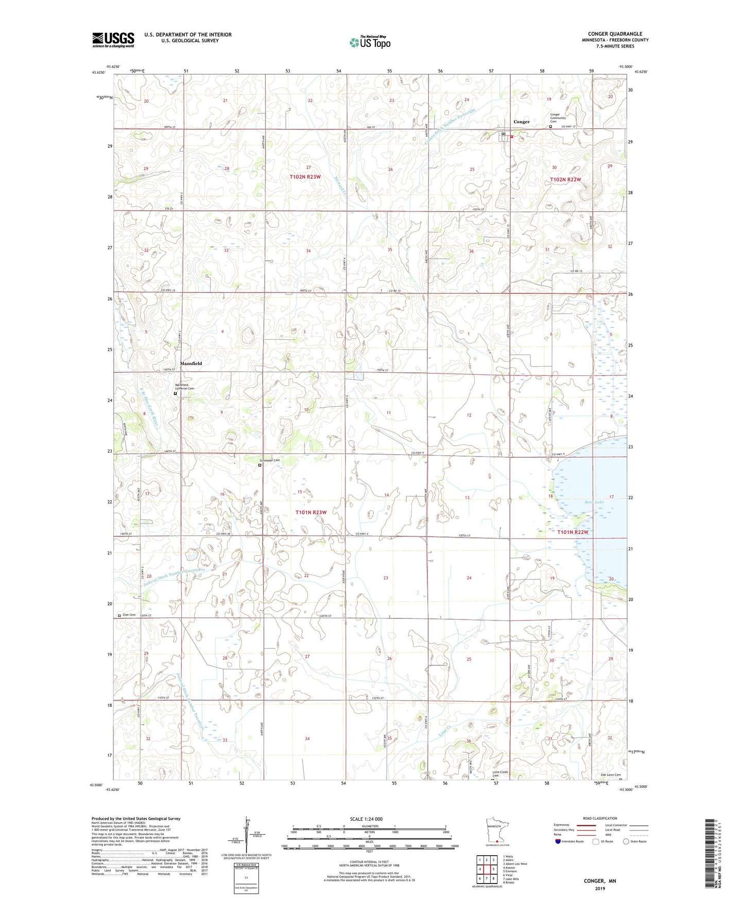 Conger Minnesota US Topo Map Image