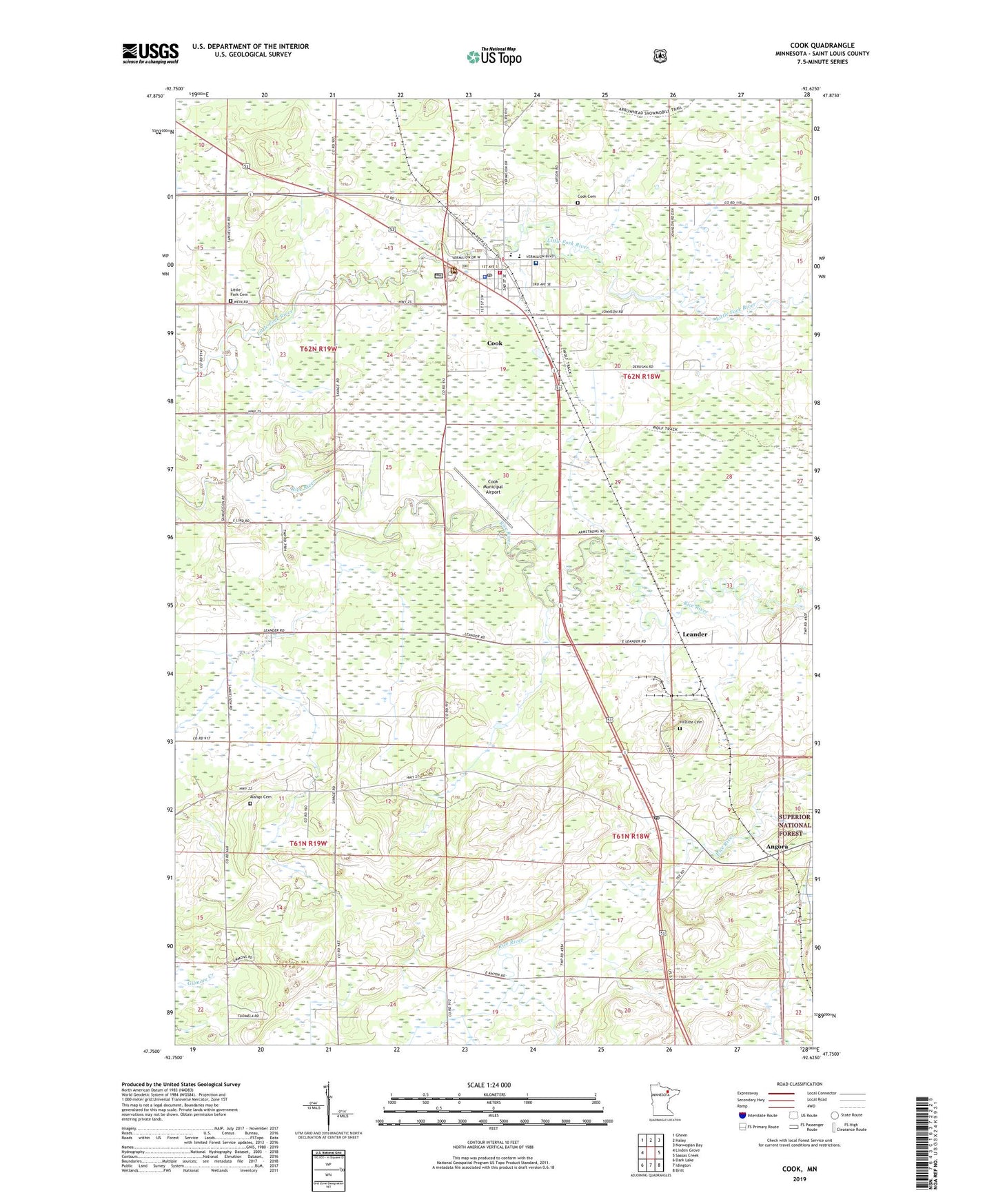 Cook Minnesota US Topo Map Image