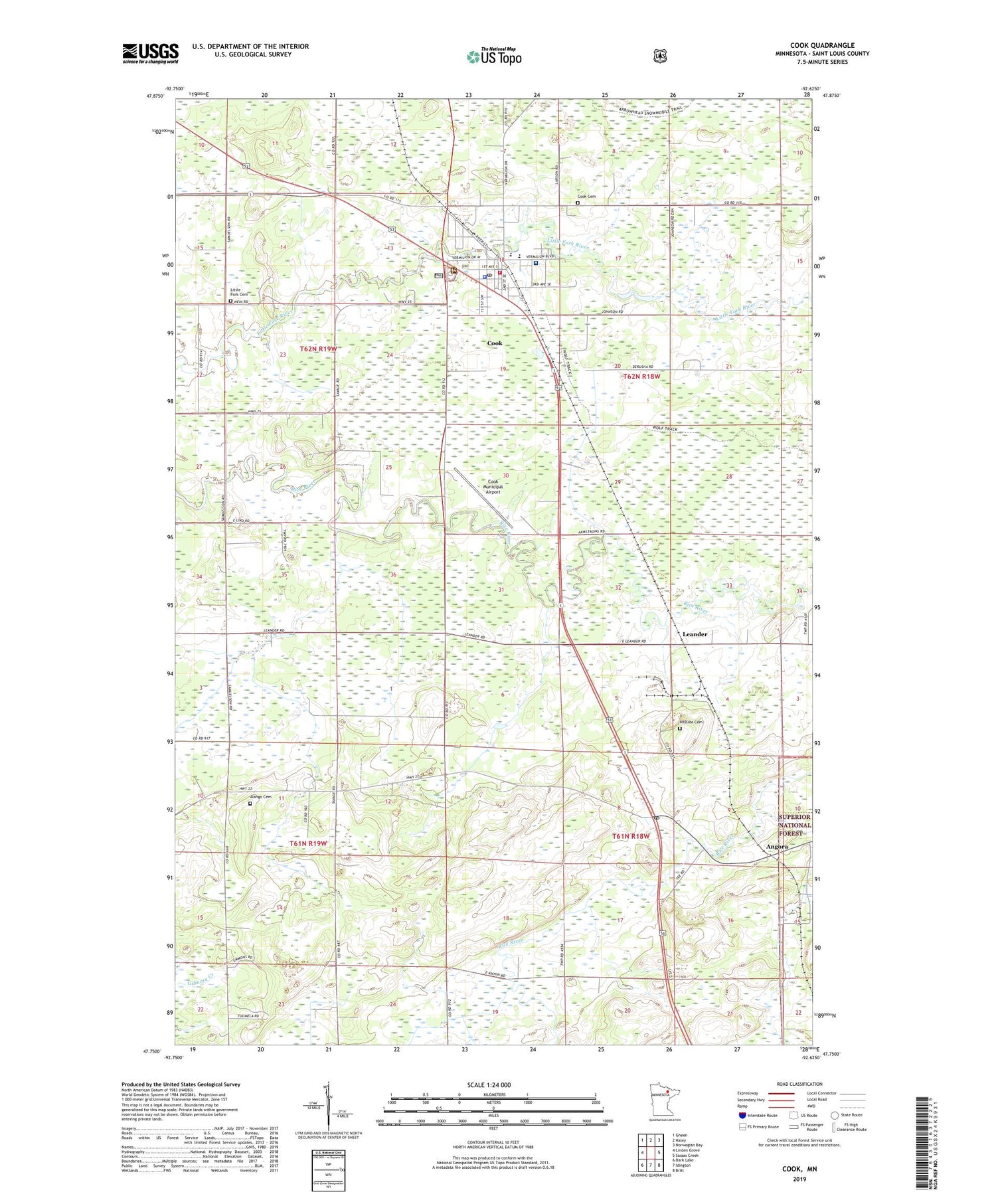 Cook Minnesota US Topo Map Image
