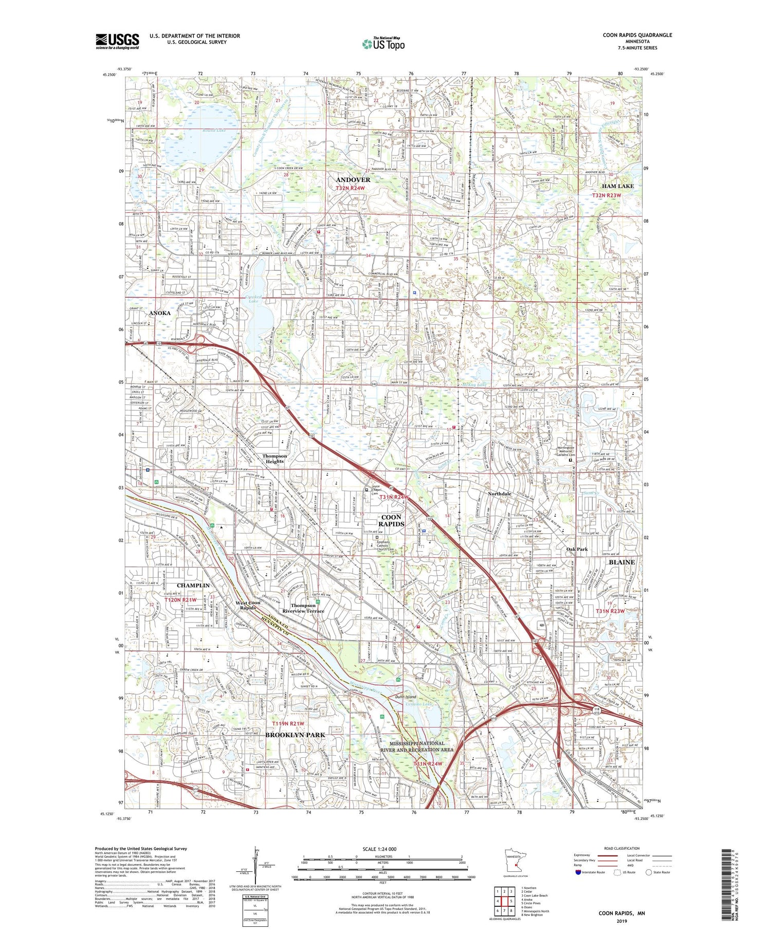 Coon Rapids Minnesota US Topo Map Image