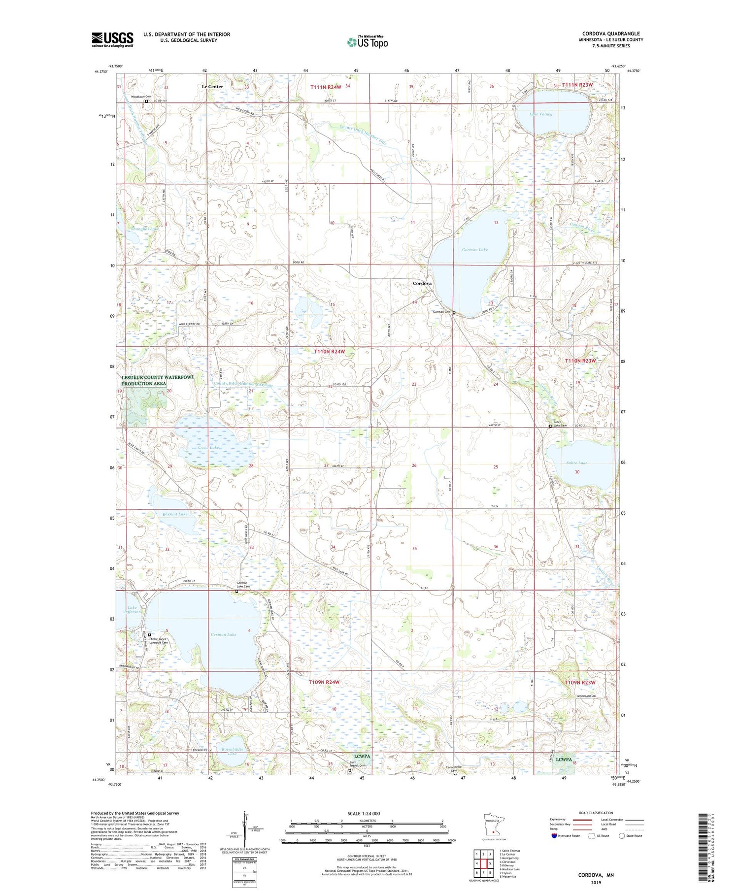 Cordova Minnesota US Topo Map Image