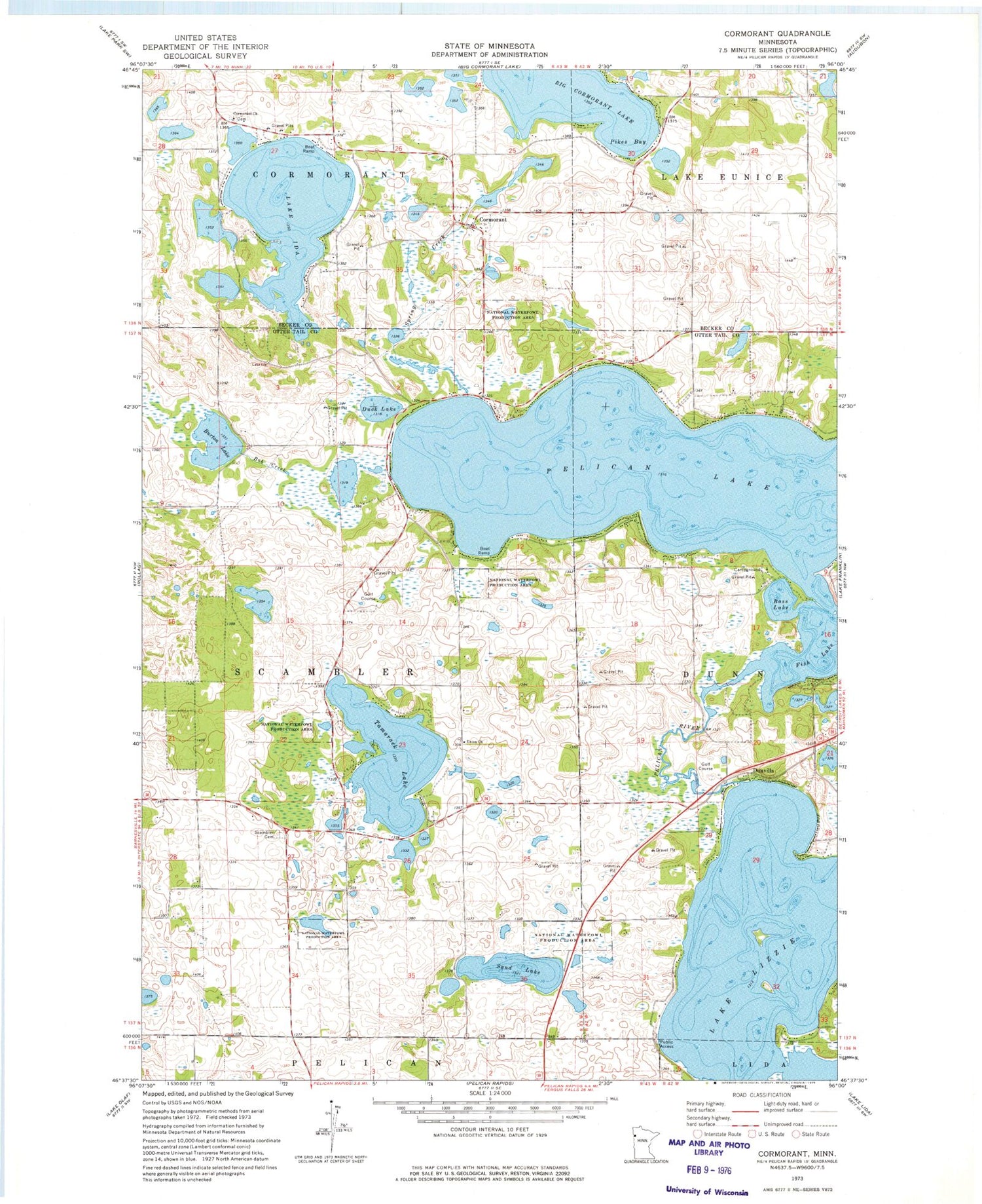 Classic USGS Cormorant Minnesota 7.5'x7.5' Topo Map Image