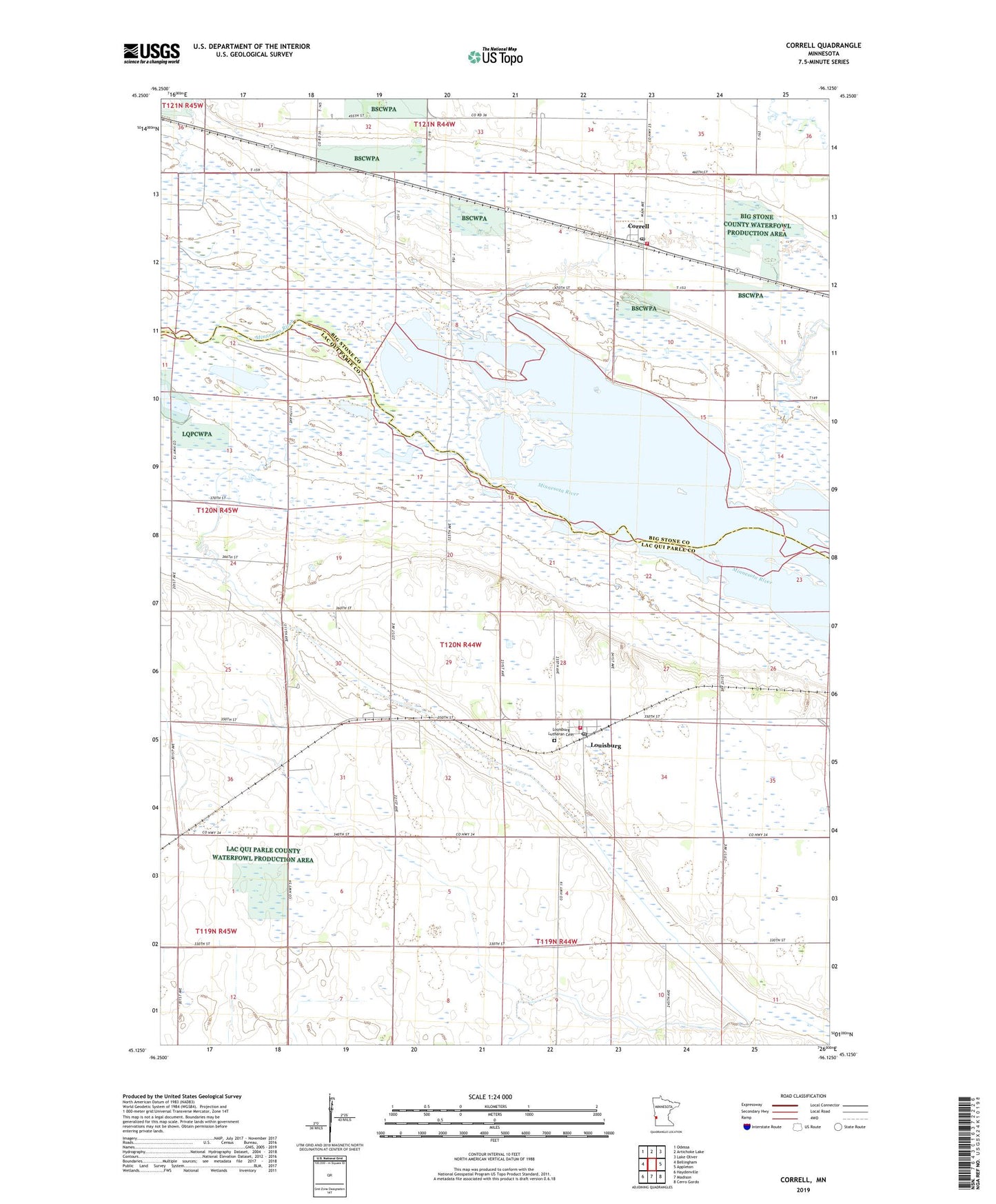 Correll Minnesota US Topo Map Image